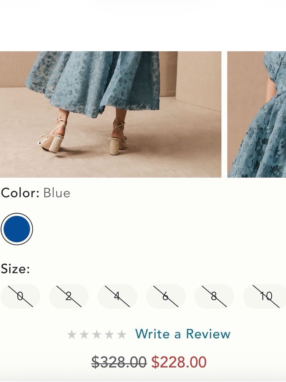 BHLDN Teal Isadora Organza Midi Dress - Picture 5 of 10